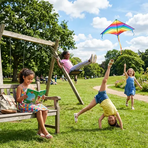 Multicultural Park Fun for Young Girls