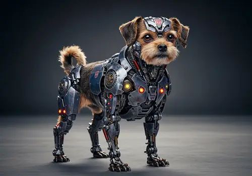 Powerful Transformer Dog Robot in Futuristic Setting