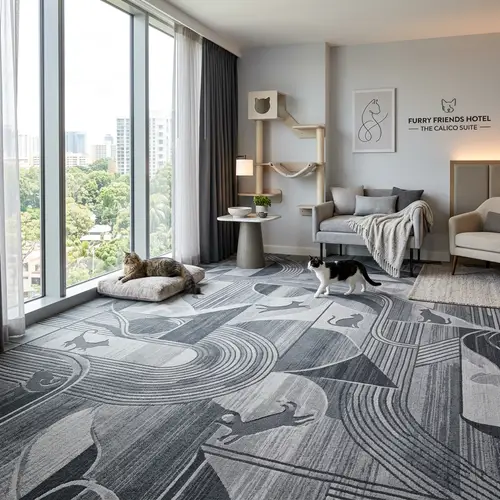 Modern Cat Hotel Room Carpet Design