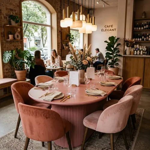 Elegant Oval Pink Table for 8 | High-Quality Finish