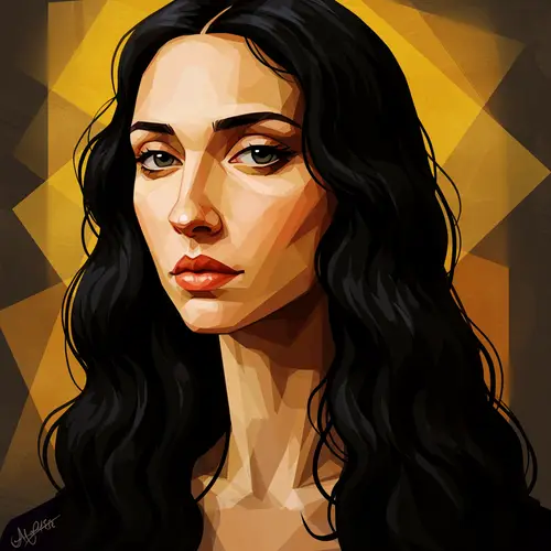 Cubism Style Portrait of a Long-Haired Woman