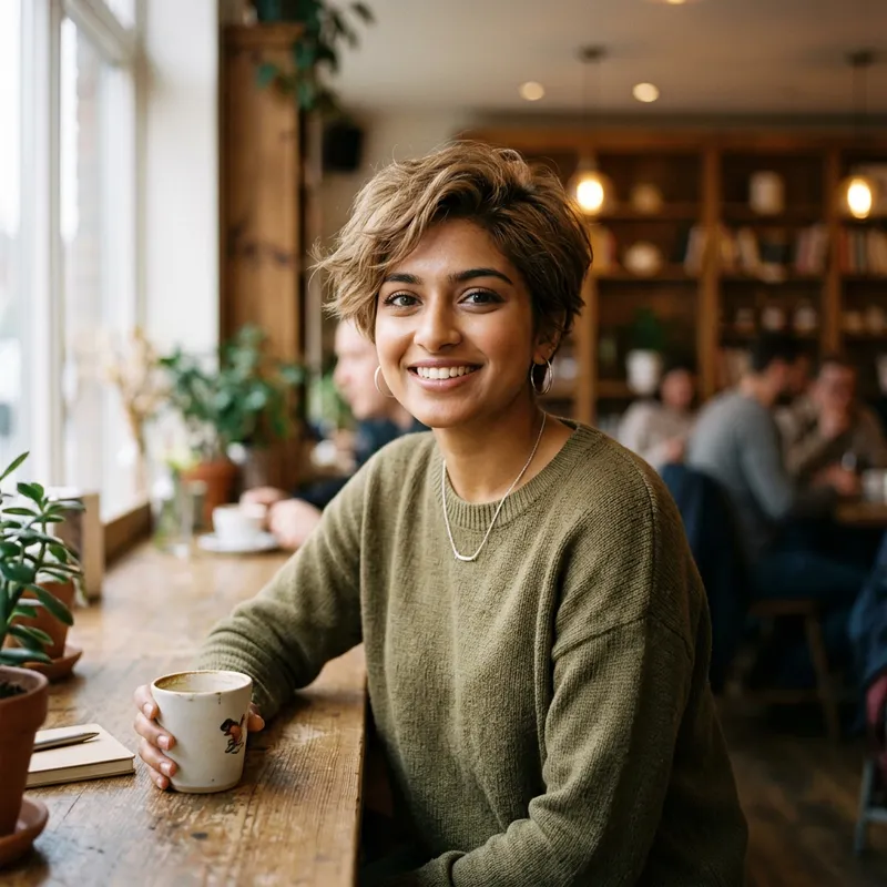 Young Woman with Short Light Brown Hair