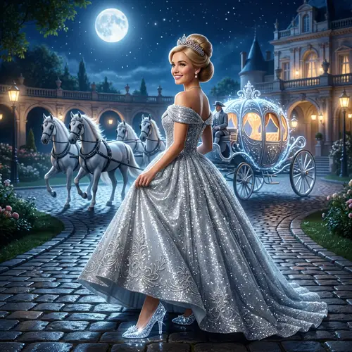 Enchanting Fairytale Character in Silver Gown | Mystical Beauty