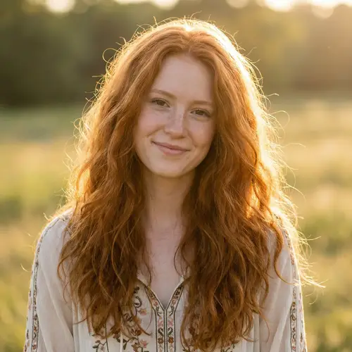 Captivating Portrait of a Beautiful Young Woman with Long Red Hair