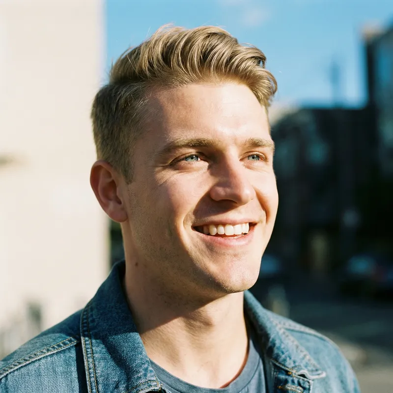 Energetic Blonde Portrait of a Young Man