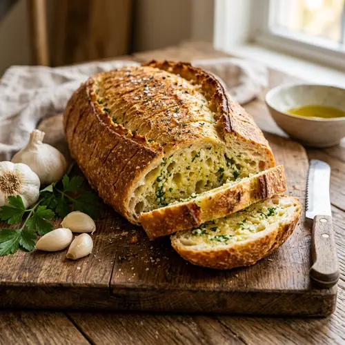 Delicious Garlic Bread: Crispy Crust & Buttery Flavors