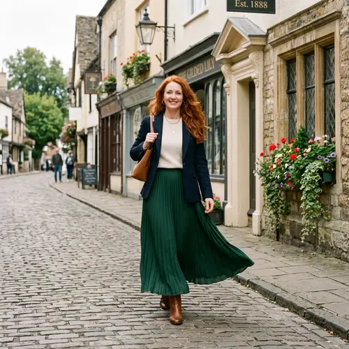 Sophisticated Caucasian Woman in Her 40s with Fiery Red Hair | Graceful Style