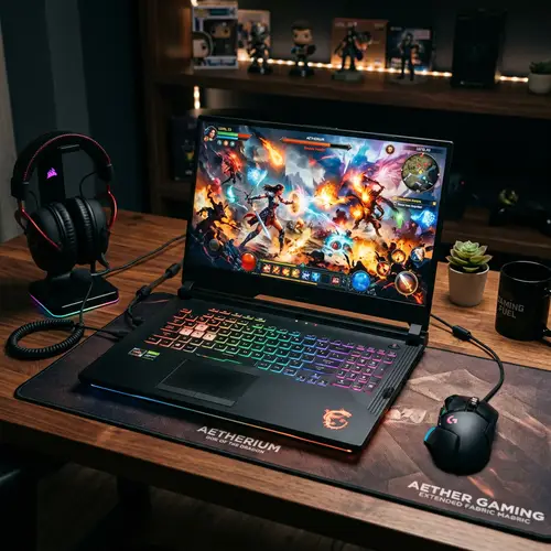High-End Gaming Laptop with Dragon Logo - Multicolor LED Lights