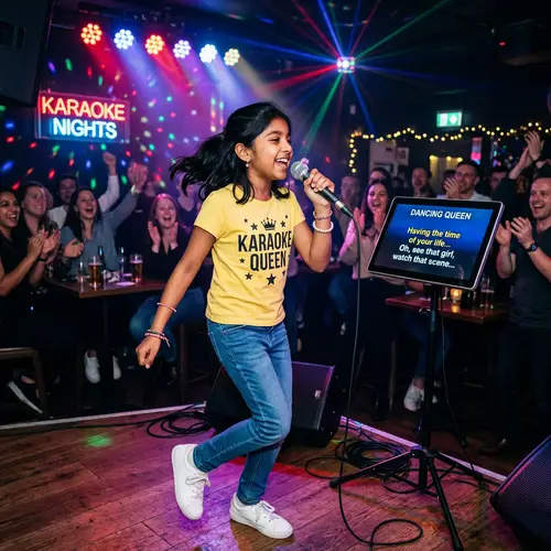 South Asian Girl Karaoke & Dance | Fun Night Scene