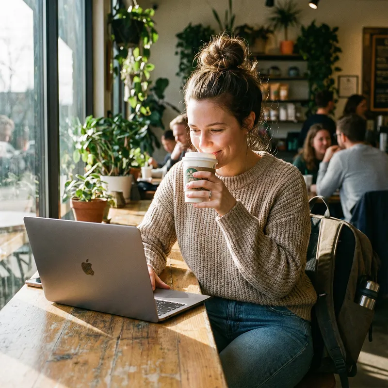 Candid Cafe Work: MacBook & Starbucks Moments