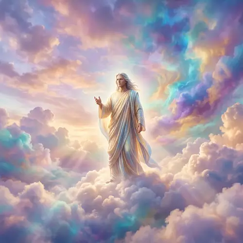 Majestic God Figure Amidst Ethereal Clouds