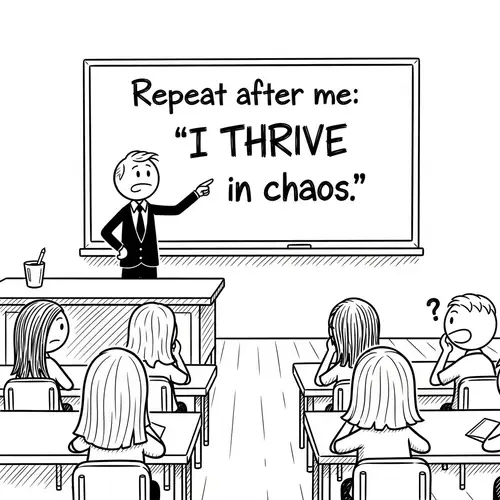 Thriving in Chaos: A Humorous Classroom Doodle