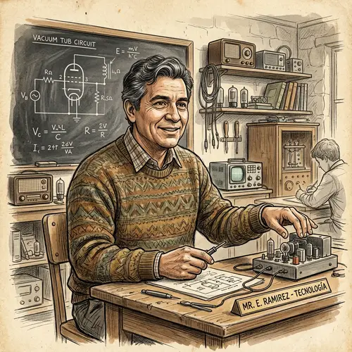 Hispanic Technology Teacher Drawing