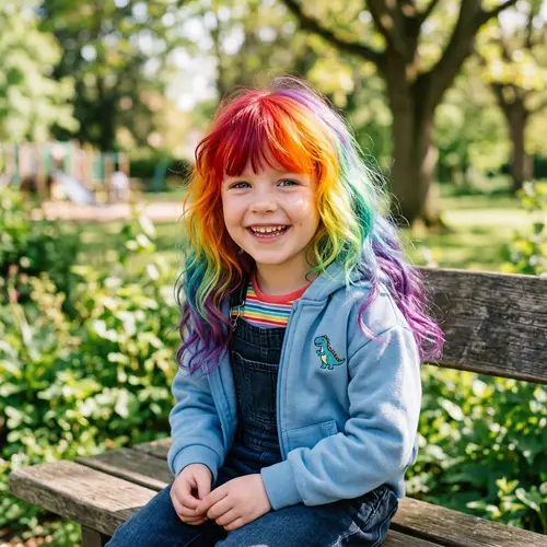 Colorful Rainbow Hair: Joyful Child Portrait