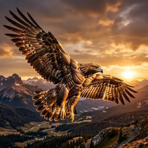 Majestic Muscular Eagle in Late Afternoon Light