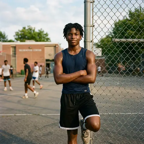 Striking African American Teen Boy with Strength and Resilience