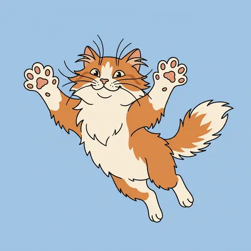 Joyful Cartoon Cat Art - Playful & Colorful Design