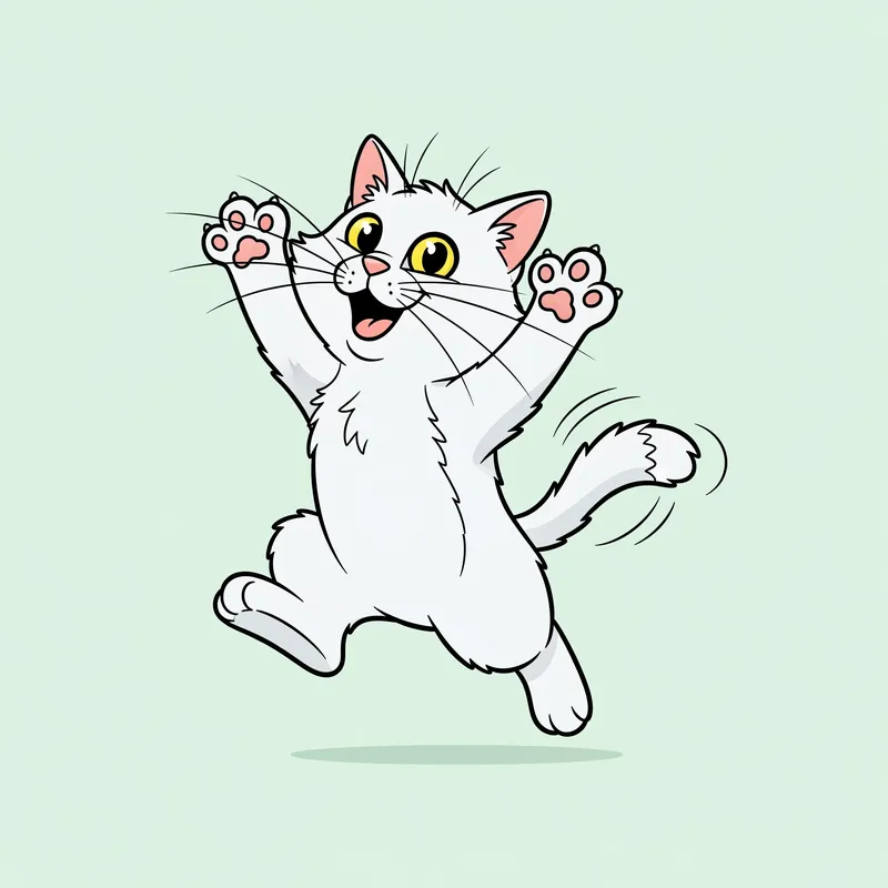 Joyful Cartoon Cat Art - Playful & Colorful Design