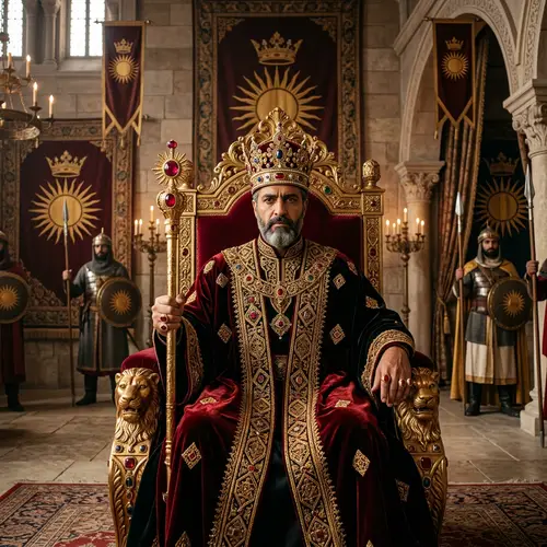 Majestic Royal Throne Room: Male Middle-Eastern Figure