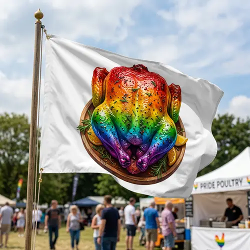 Rainbow Roast Chicken Flag - Flavorful Delightful Imagery