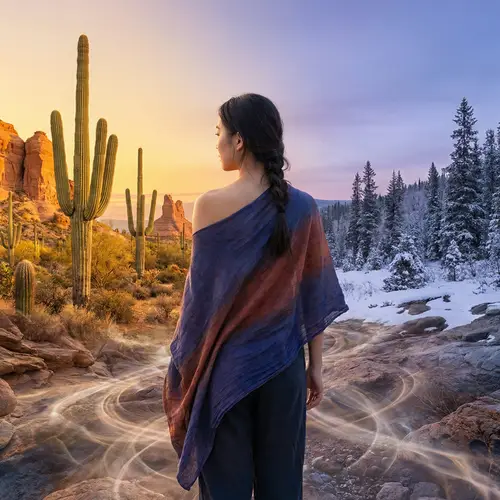 Stunning Asian Girl in Surreal Landscape Transformation