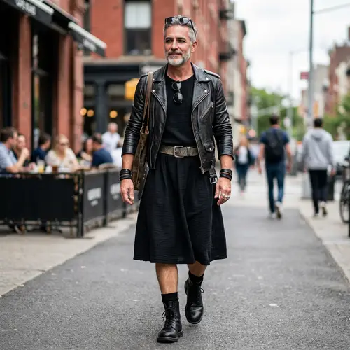 Stylish 50-Year-Old in Short Black Dress