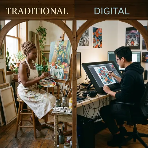 Impact of Technology on Traditional Art: A Visual Contrast