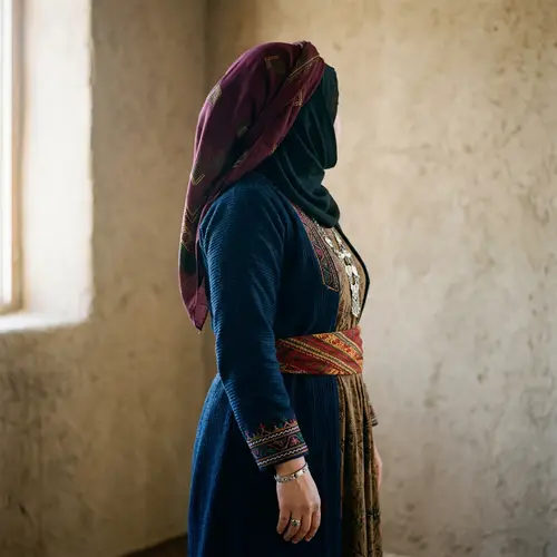 Mysterious Kurdish Hijabi | Traditional Attire Profile View