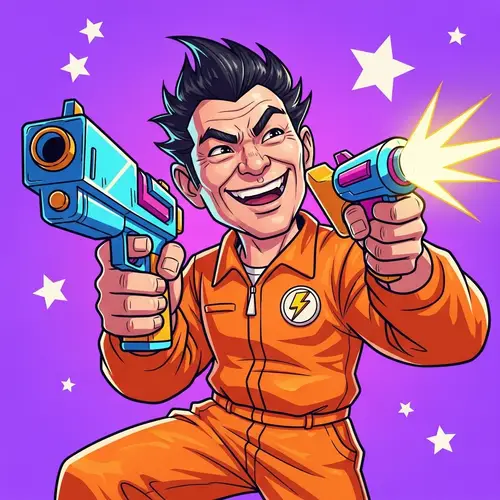 2D Character with Gun Fun Art
