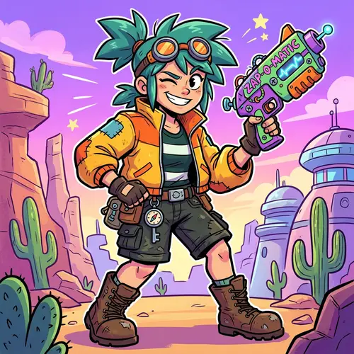 2D Character with Gun Fun Art