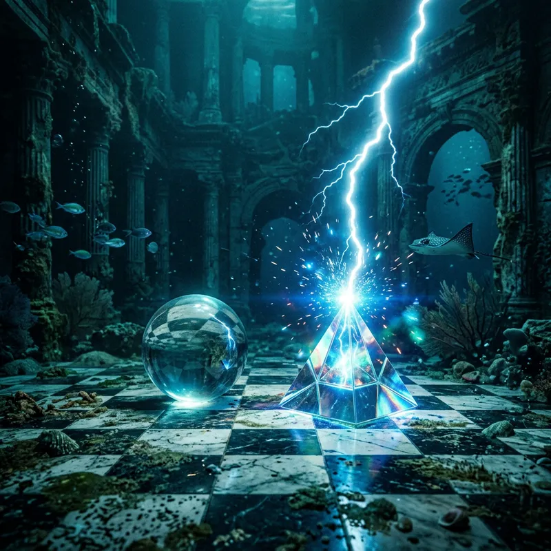 Glass Pyramid Struck by Lightning at Atlantis Ruins Glass Pyramid Struck by Lightning at Atlantis Ruins