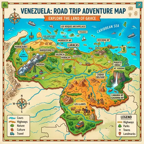 Realistic Isometric Map of Venezuela for Exciting Road Trips