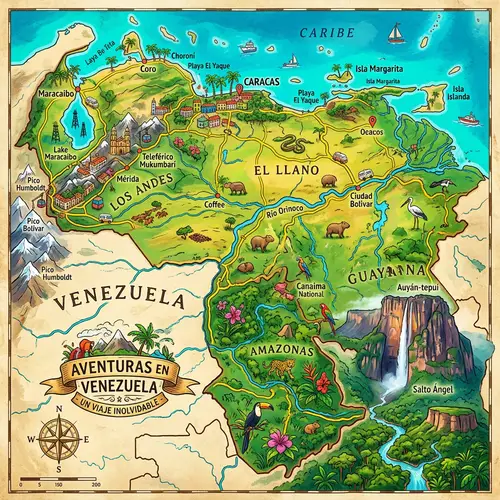 Isometric Map of Venezuela: Diverse Landscapes for Road Trips