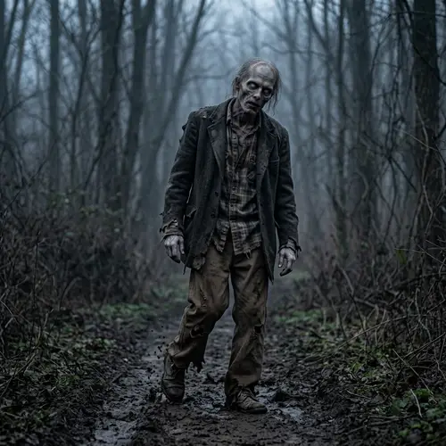 Creepy Walking Undead Creature - Haunting Decay in Gray