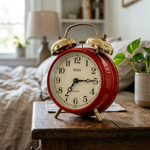 Vivid Red Realistic Alarm Clock - Perfect for Every Room