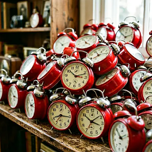 Vibrant Red Alarm Clocks – Uniquely Stacked Designs