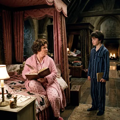 Dolores Umbridge Writing in Hogwarts Dormitory