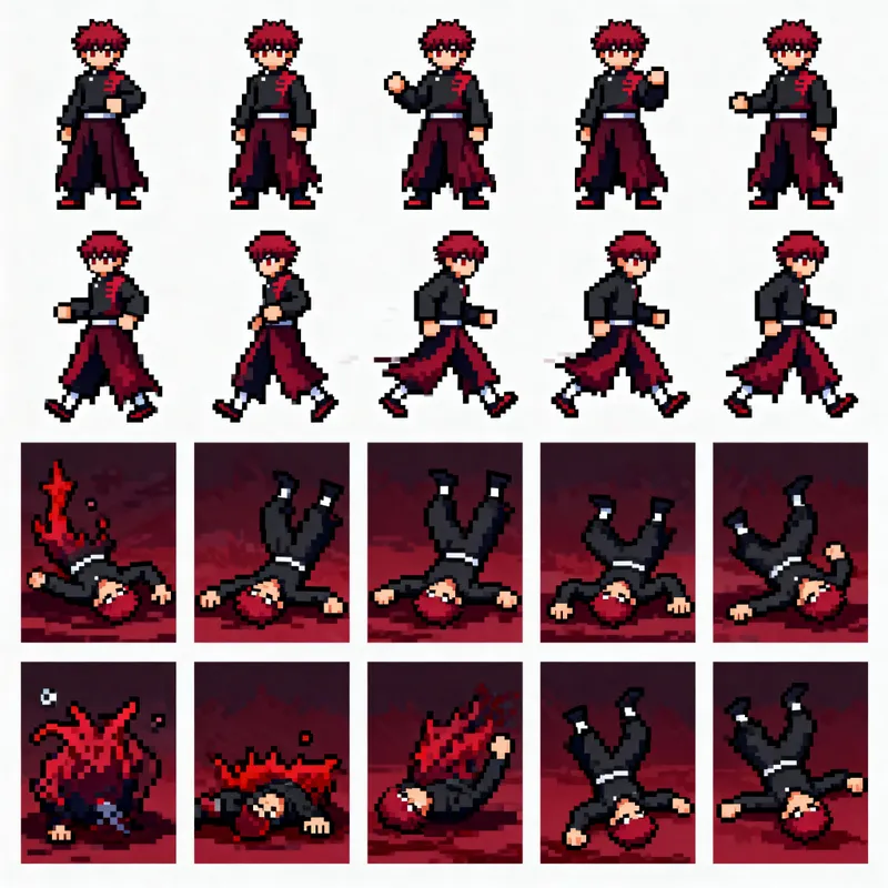 Sukuna Game Sprite Sheet - Idle & Move Animations