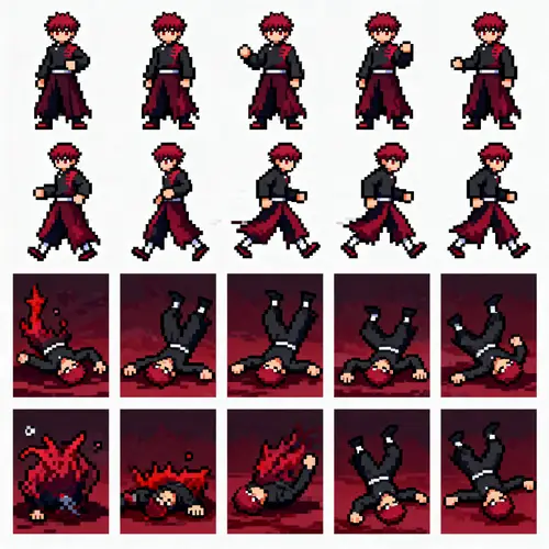 Sukuna Game Sprite Sheet - Idle & Move Animations