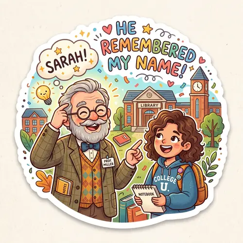Cute Professor Sticker Icon - Digital Illustration