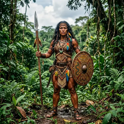 South American Female Warrior | Amazonian Fighter with Spear & Shield