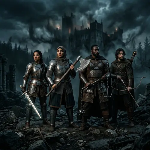 Diverse Demon Slayer Group - Medieval Armor