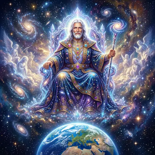 Supreme Divine Figure in Celestial Landscape