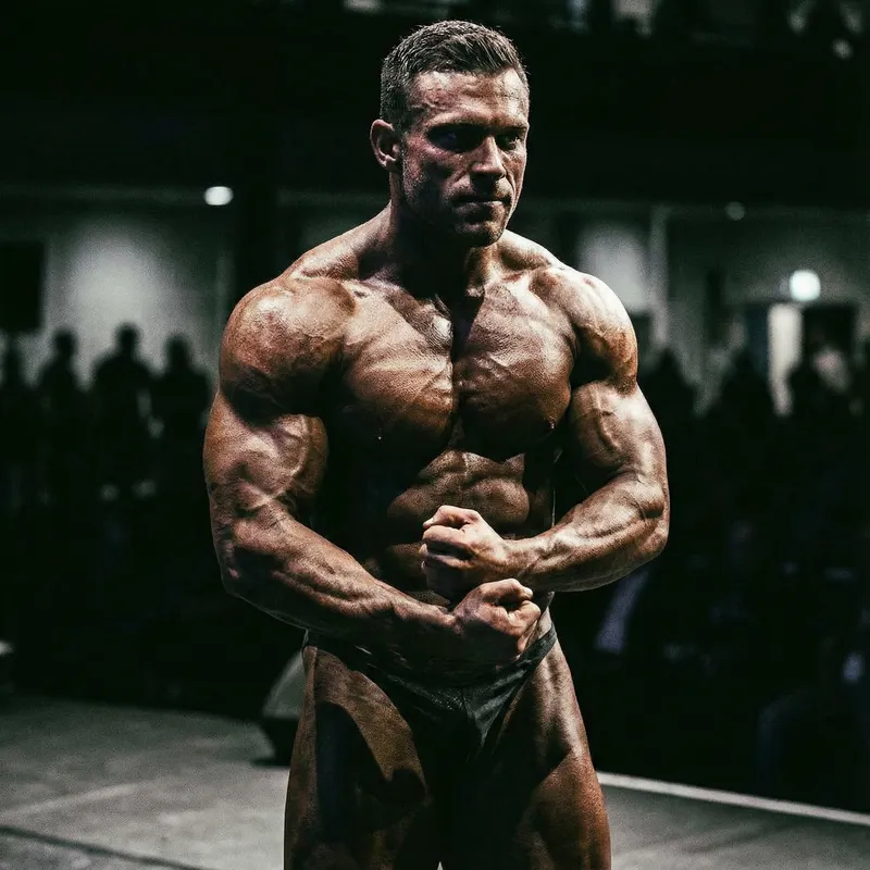Stunning Bodybuilder Muscle Definition in Dramatic Light