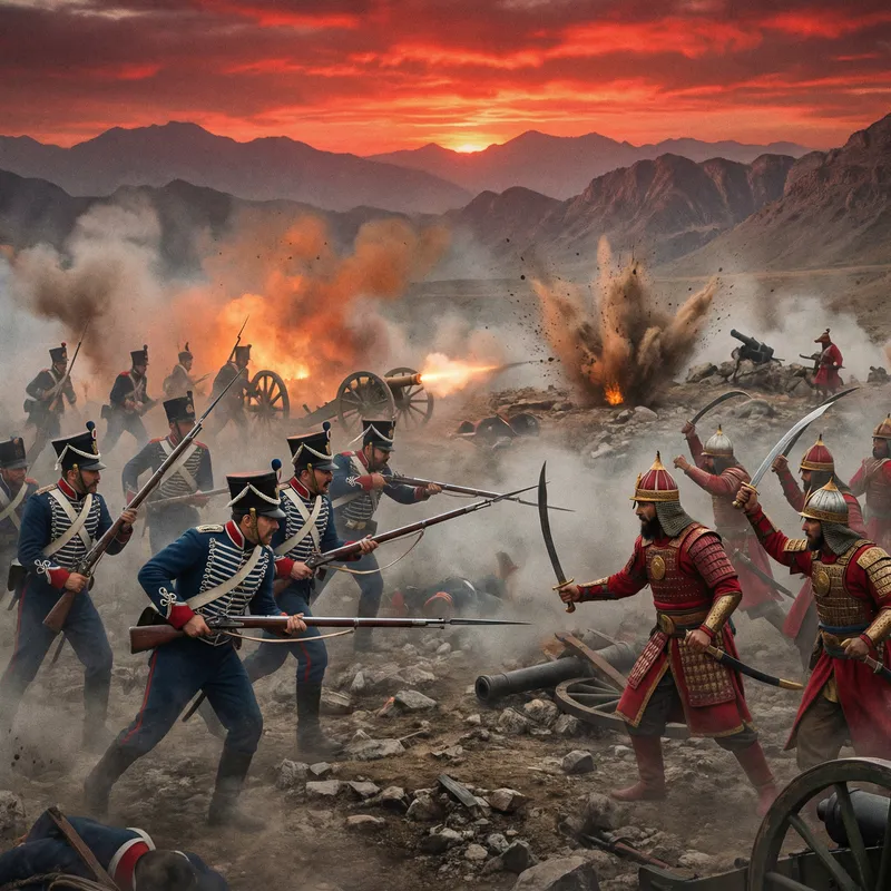 Epic Battle Scene: African vs. Asian Army