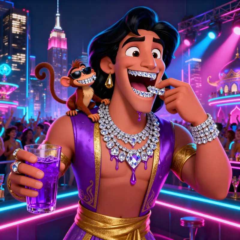 Aladdin in Pixar Style: Modern Cool & Drip Aladdin in Pixar Style: Modern Cool & Drip
