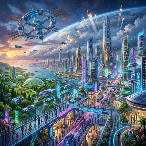 Earth 3030: Futuristic Cityscapes and Advanced Technology