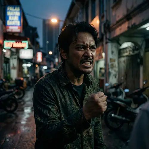 Dramatic Malaysian Man Expressing Anger