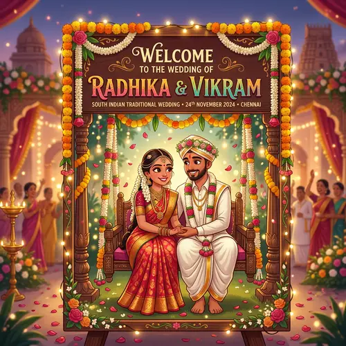 Charming Indian Wedding Welcome Board Designs