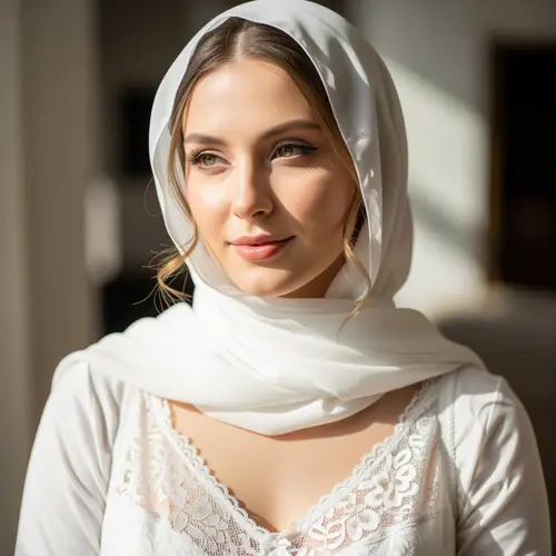 Elegant Muslim Woman in Hijab and Bra